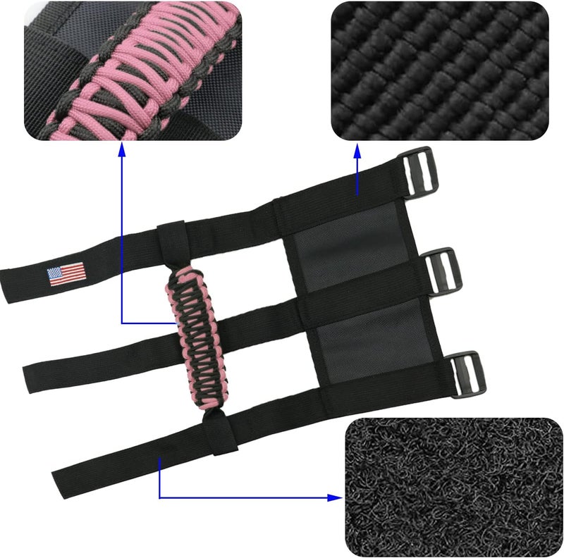 Kujunpao 4 X Roll Bar Grab Handles Grip Handle Compatible with Jeep Wrangler JLU JK JKU TJ YJ LJ JT JL & Gladiator JT 1955-2022 UTV & ATV(Pink) - Image 5